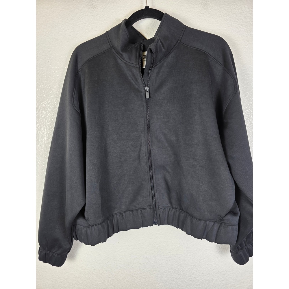 All in Motion Sandwash Full Zip Jacket Black XXL Relaxed Fit Hip Length